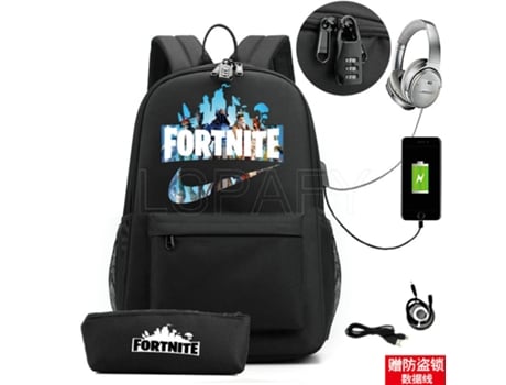 Fortnite Mochila de Estudante Recarregável Usb para Impressão