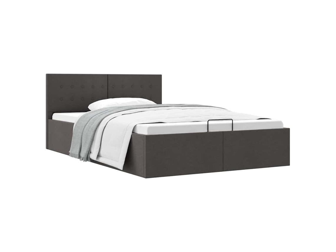 Vidaxl Cama Hidráulica C/ Arrumação 120x200cm Tecido Cinza-escuro