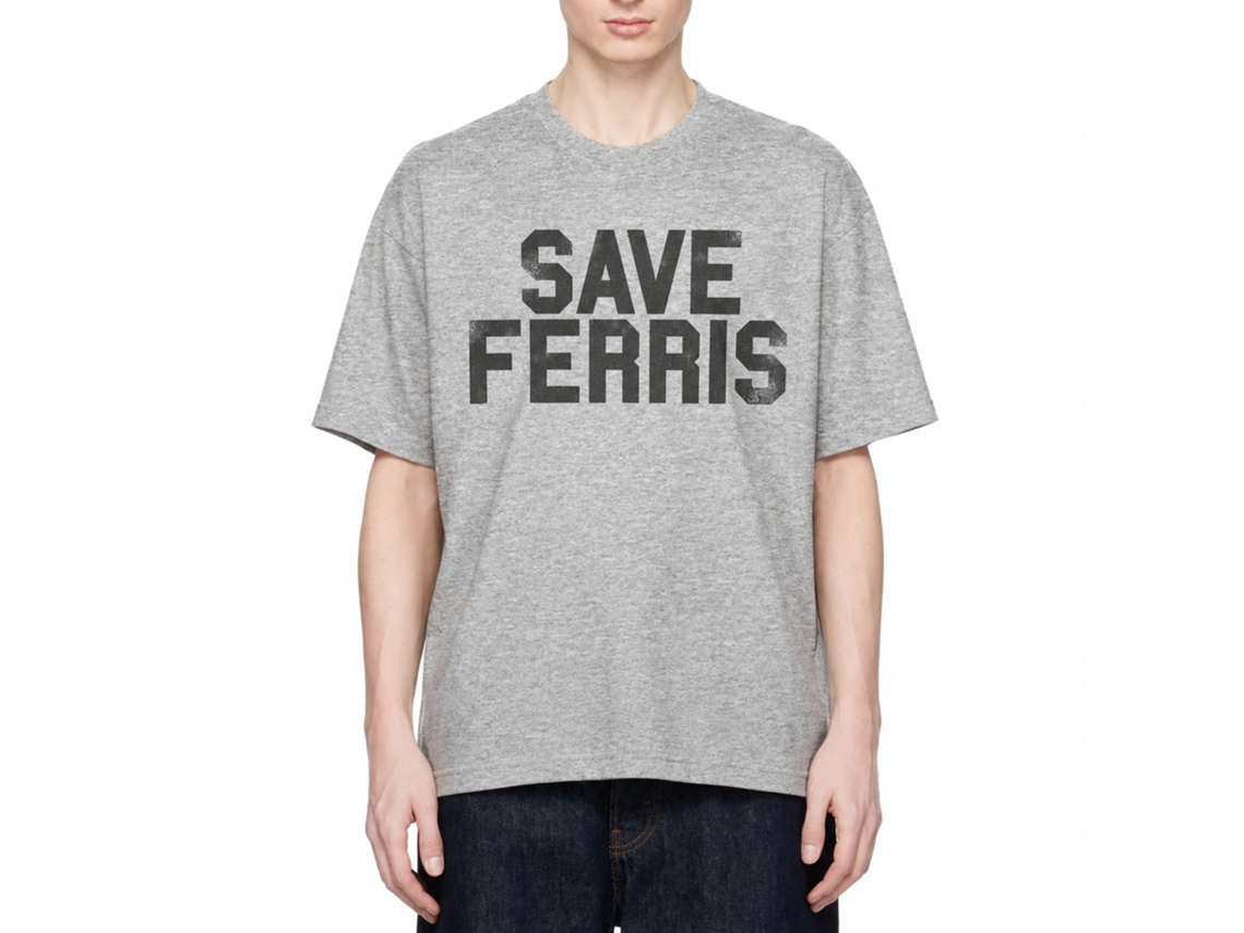 Rockinstone Ferris Bueller's Day Off Save Ferris Penant Heather Gray Adult T-shirt Size:xl