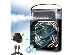 Refrigerador de Ar Mini, Usb, Luz LED 7 Cores, Timer, 3 Velocidades, Preto