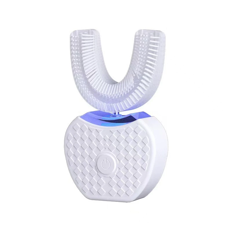 Escova de dentes elétrica ultrassônica em formato U (branca), recarregável, com função elétrica, rotativa e de escaneamento inteligente.