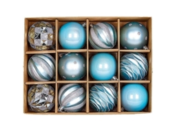 Bolas De Navidad Set De 12 Plásticas 6cm Colgantes Para Árbol Azul Lago