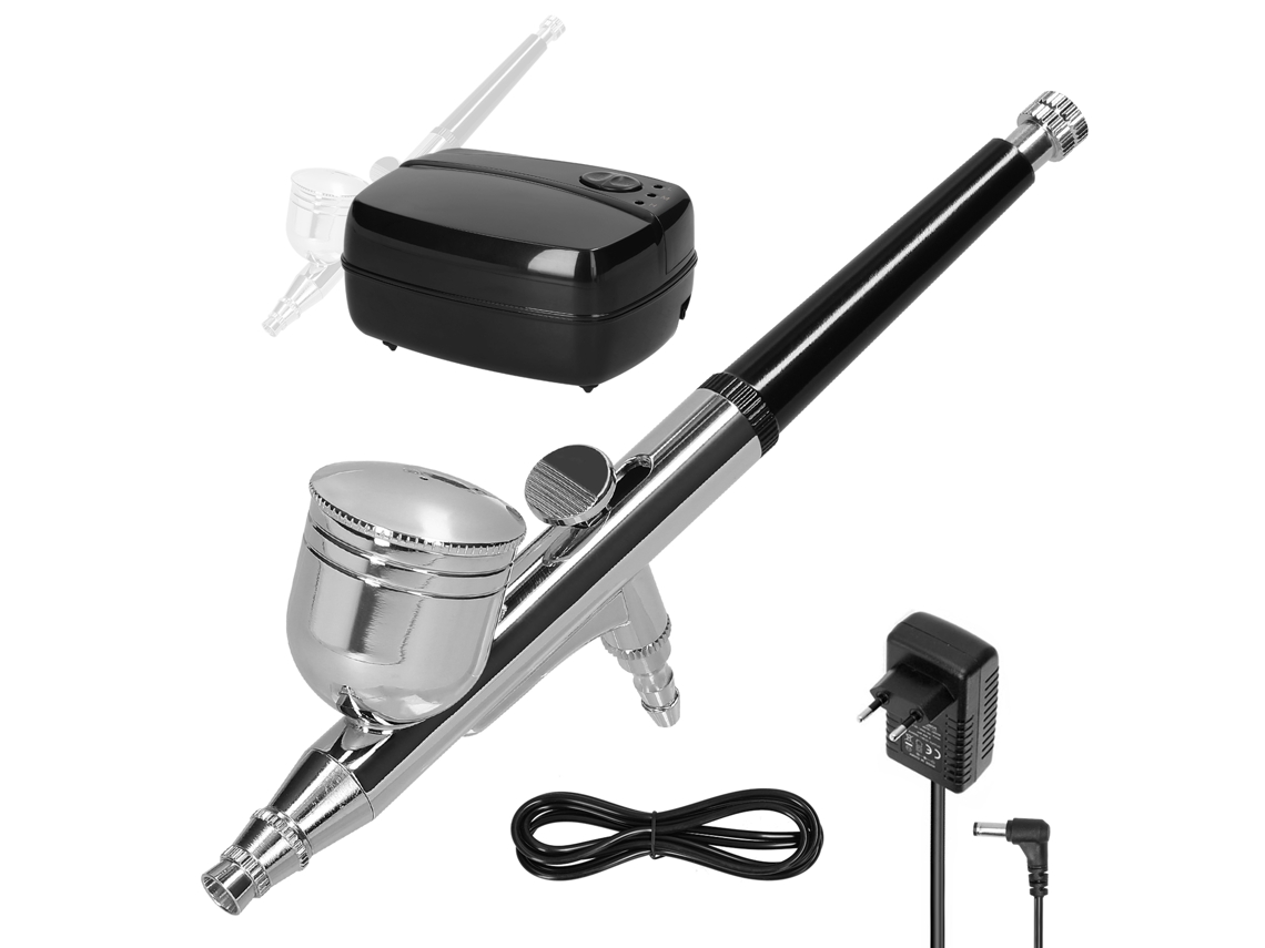 Kit profissional de compressor de ar e aerógrafo de 18 psi, com 3 velocidades, para modelos, maquiagem, unhas e decoração de bolos.