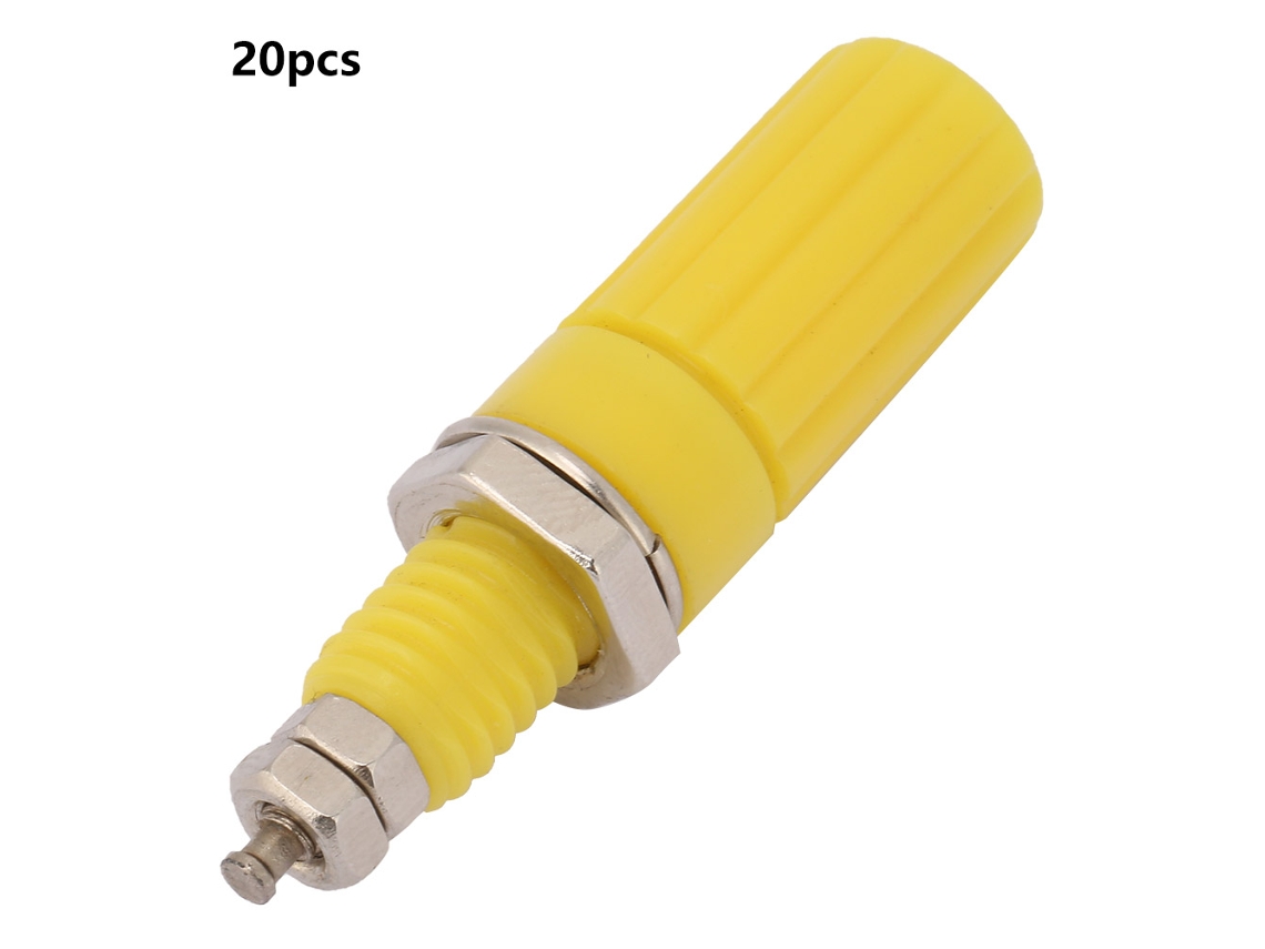 20pcs Conector de Terminal Banana Jack 4mm Plug Socket Bind Post Amarelo para Equipamentos de Teste Elétrônico