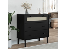 Vidaxl Armário De Gavetas Senja 80x40x80 Cm Pinho Maciço Preto