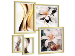 Conjunto De Pinturas Flores Abstratas Estilosas Espelharte (5 Peças)