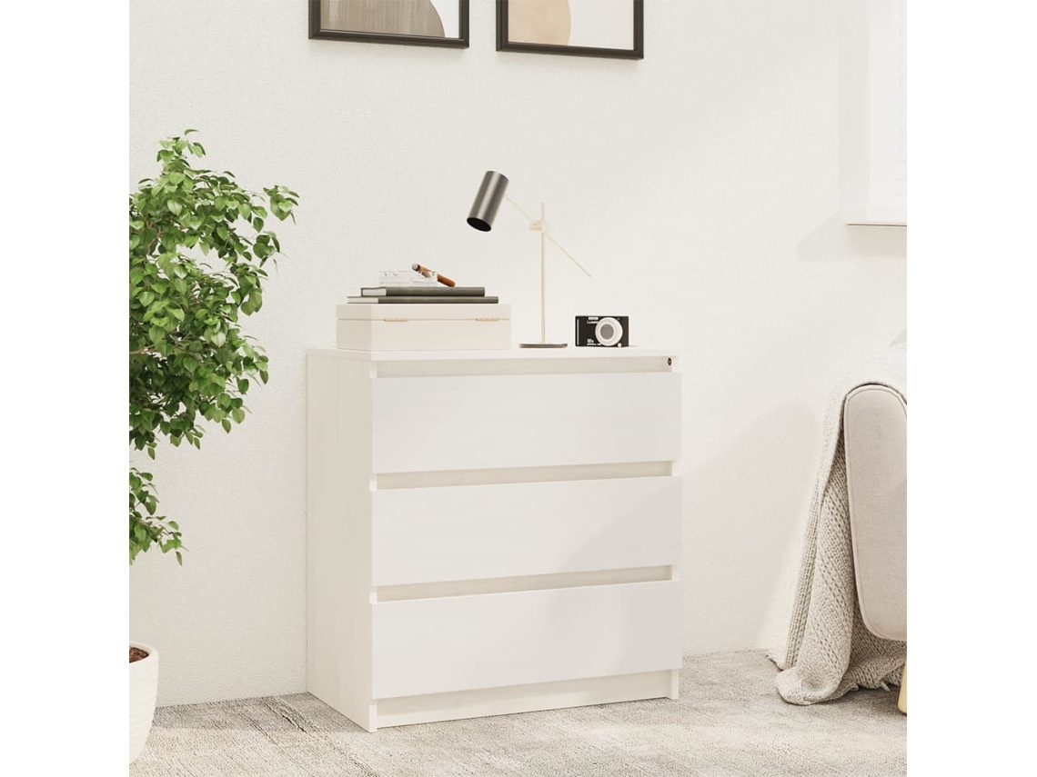 Vidaxl Mesa De Cabeceira 60x36x64 Cm Madeira De Pinho Maciça Branco