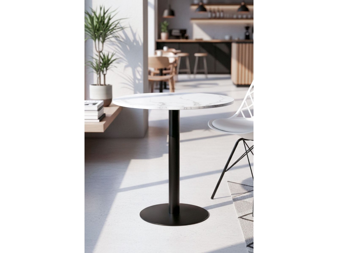 Mesa Firro Redonda 70 Cm Preta - Branco
