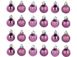 24 Peças Lot De Boules De Suspensues Decoração Para Sapin De Boules Peintes Rose