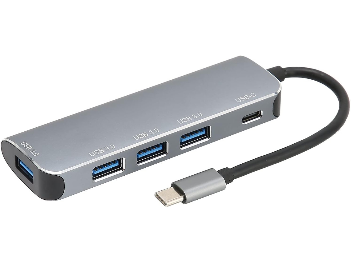 Hub Usb-c 5 Em 1 Com Adaptador De Alumínio, 4 Portas Usb 3.0 E