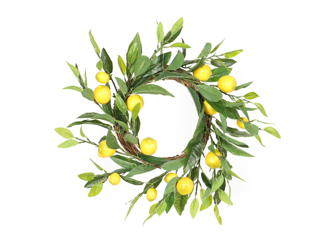 Coroa de Limão Artificial Artesanal Primavera Verão Decoração Casa Casamento 35 45cm | S/MARCA