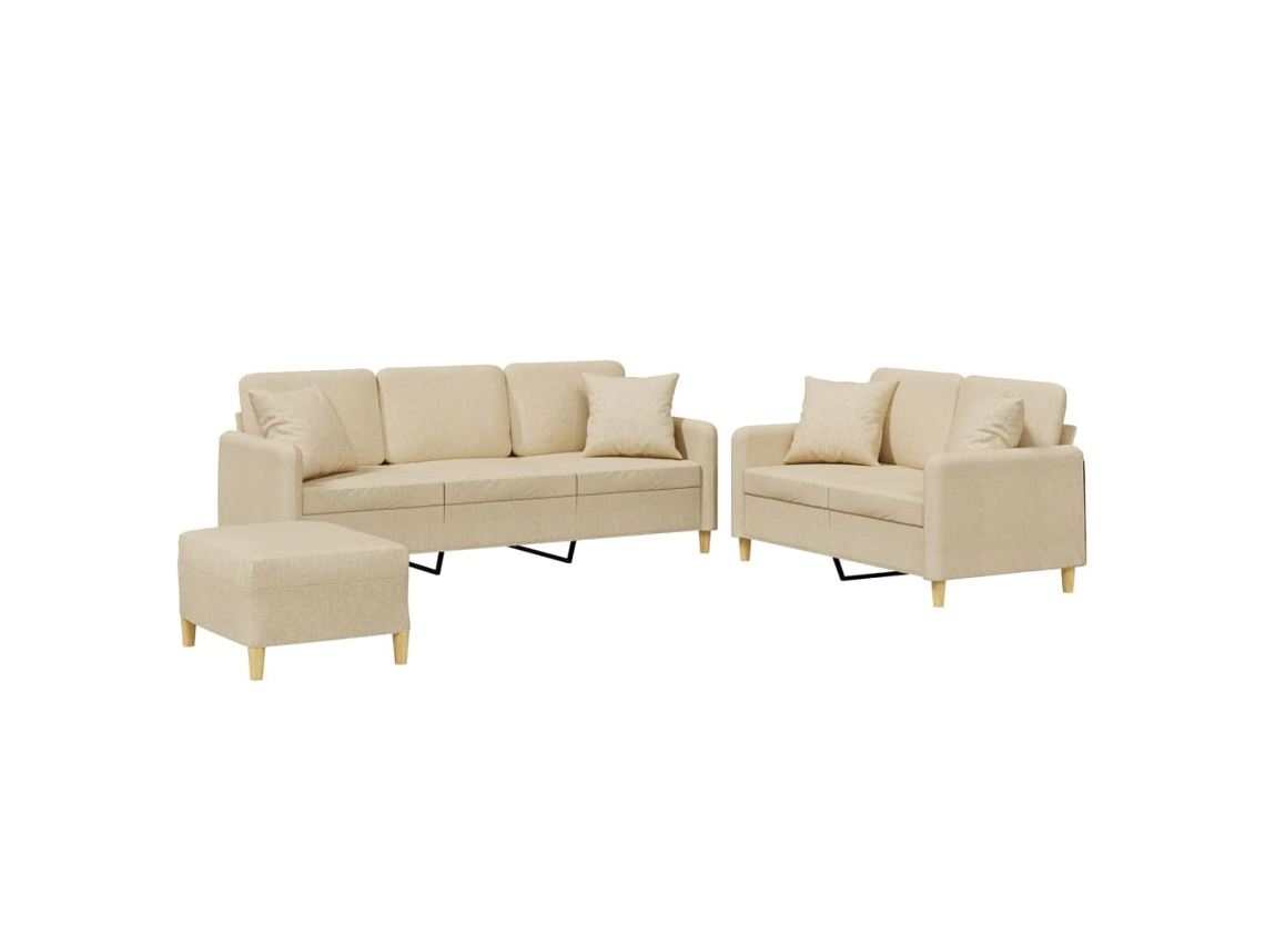 Sofa Set, Sofa Sets Vidaxl Creme Tecido (n/a)