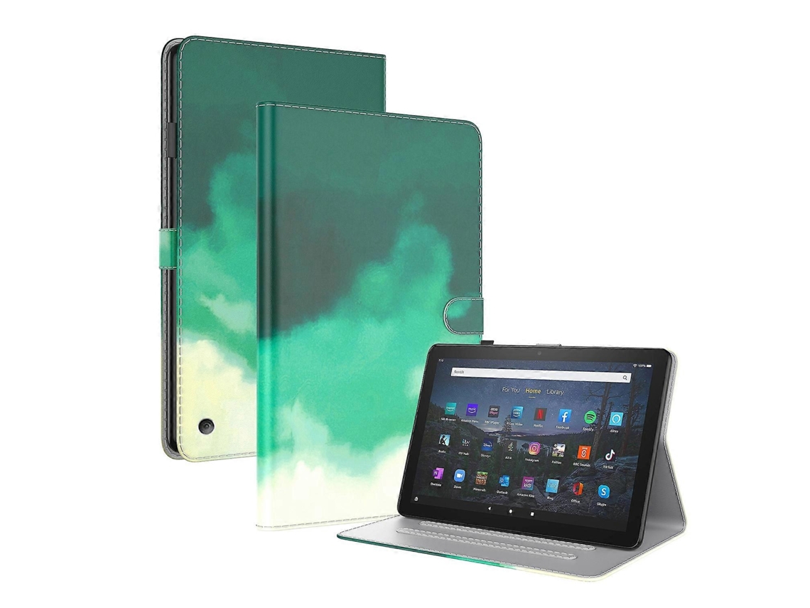 Capa de couro com padrão aquarela Webake para tablet Amazon Kindle Fire 7 (2022)