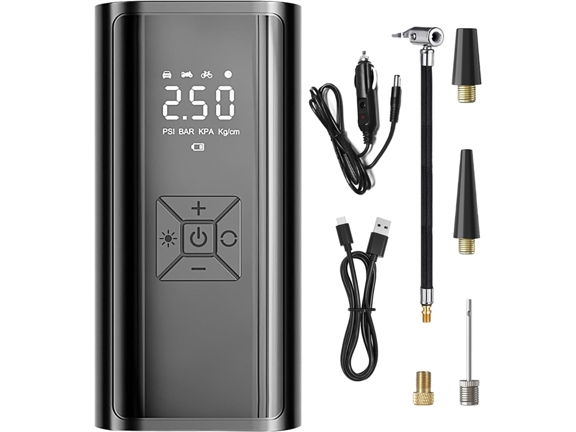 Kit De Ferramentas Pneumáticas Com Compressor Portátil - Inflador De Pneus Sem Fio - Com Tela