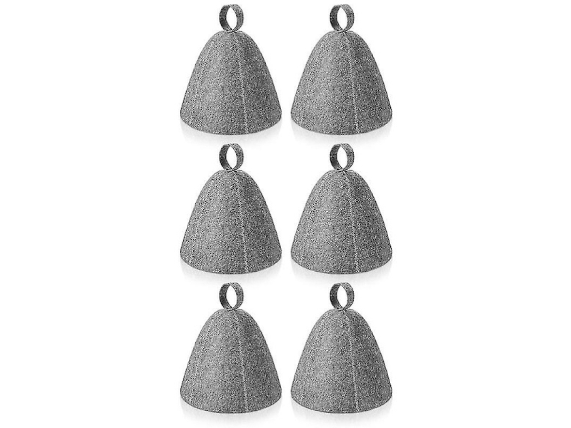 Conjunto de 6 toucas de sauna AQUAFORGE em feltro cinza, 23cm de altura