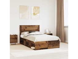 Vidaxl Estrutura Da Cama Liso Madeira Antiga 135 X 190 Cm
