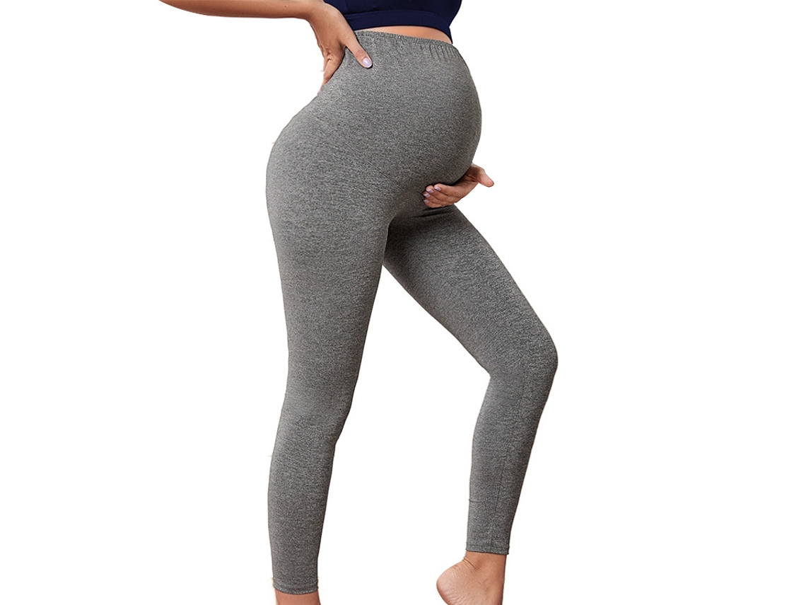 Calça de Ioga para Gestantes, Comprida, Justa, Modeladora de Bumbum, Cinza, M PANOONA