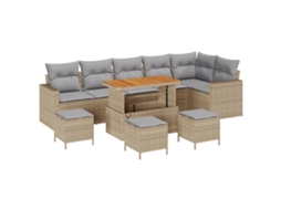 Conjunto 10 Móveis De Jardim Vidaxl Bege Vime Pe (110 X 55 X 71 Cm)