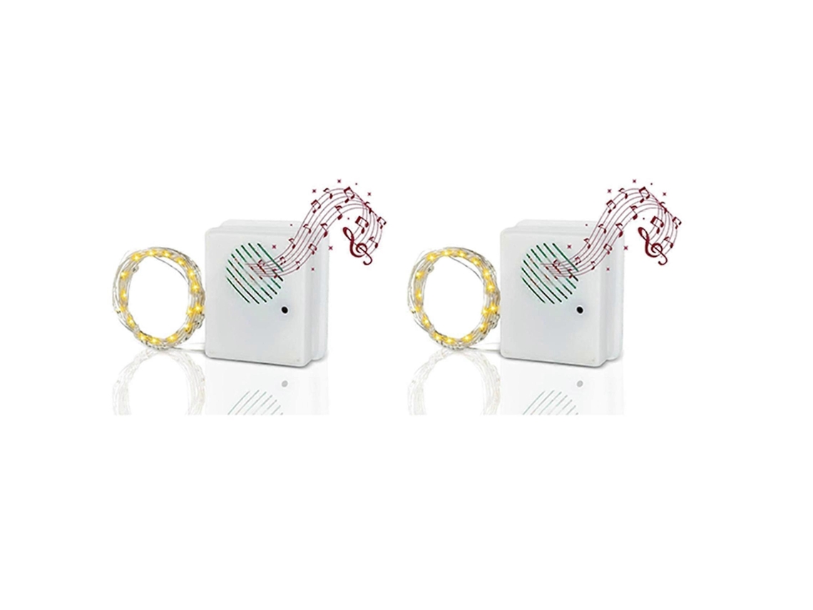Fio De Luzes De Natal Com Sensor Sonoro E Altifalante, Branco