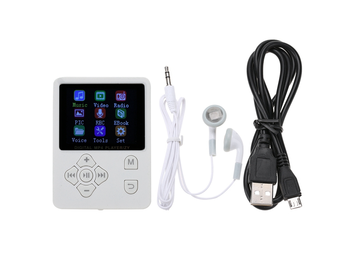 Aetheria reprodutor de Música Mp3 Mp4 Portátil Leve com Tela Colorida Usb2.0 Botão Cruzado Branco