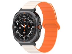Bracelete Para Samsung Galaxy Watch Ultra - Silicone Brilhante Magnético Loop (47mm) - Laranja Starlight