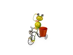 Plantador Amarelo Vermelho Verde Metal Bicicleta Rã 31,5 x 32 x 17 cm