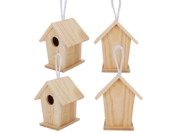 Conjunto de 4 mini casinhas de pássaros AQUAFORGE, madeira, uso externo