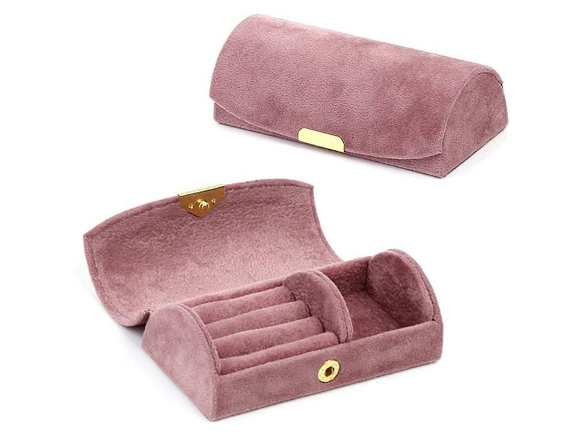 2026-caja De Joyería Pequena Portátil Rosa, Estuche Compacto De Almacenamiento De Joyería