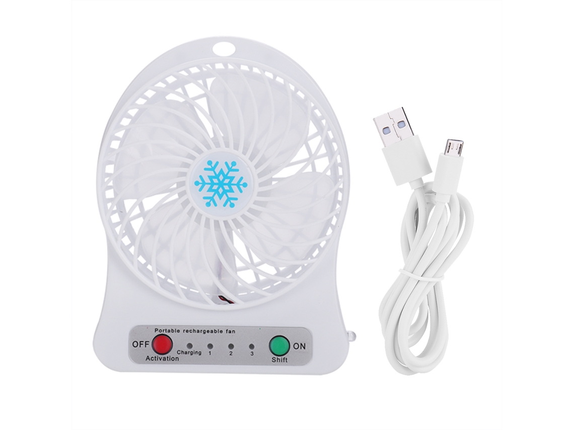 Ventilador Mesa Portátil Usb Recarregável Branco com Luz