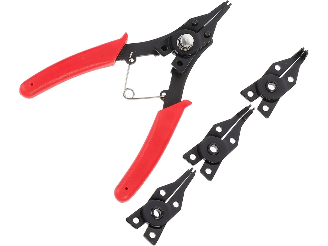 Kit Prático De Alicates Para Anéis De Retenção Em Aço Vermelho.