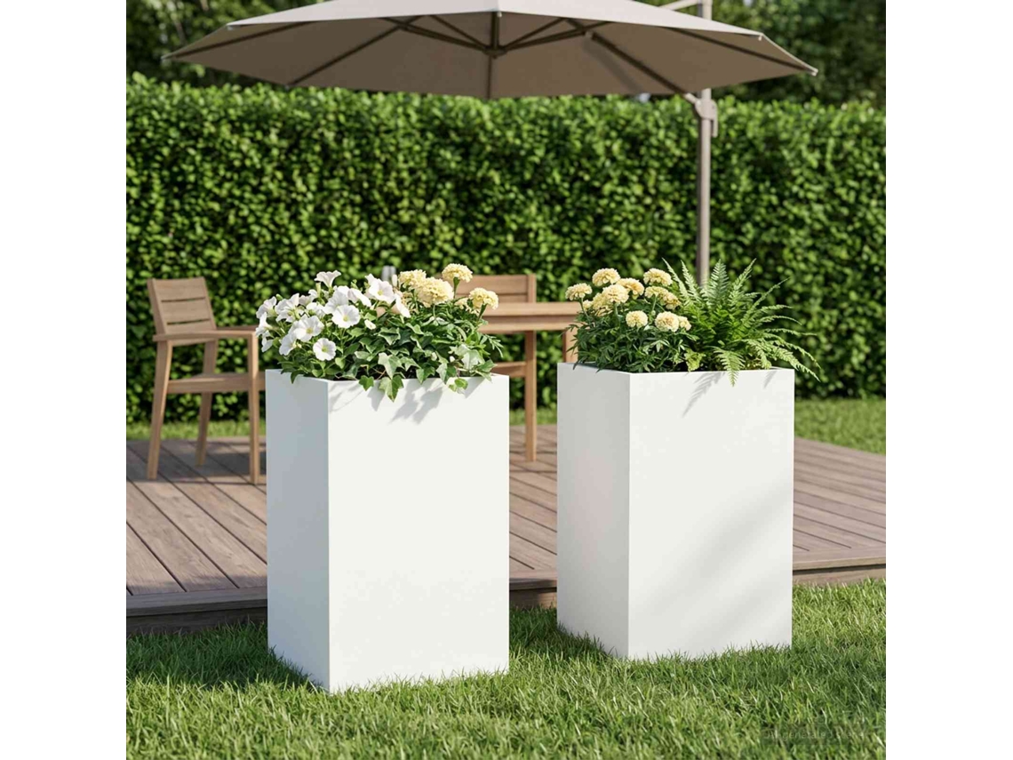 Vidaxl Vaso De Jardim 2 Unid. Branco 40 X 40 X 50 Cm