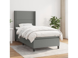 Vidaxl Cama Com Molas/colchão 100x200 Cm Tecido Cinza-escuro