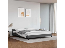 Vidaxl Estrutura Cama C/ Cabeceira Sem Colchão 160x200 Cm Cinzento