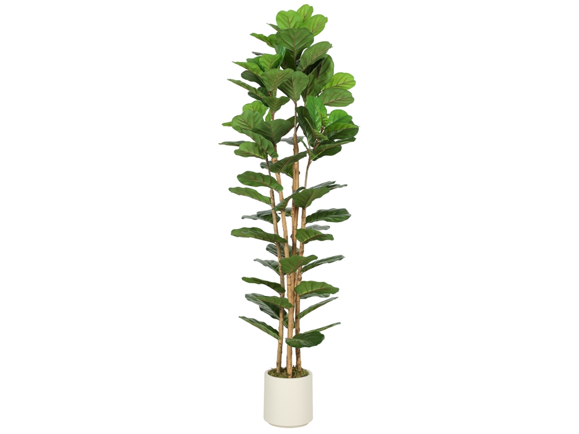 Ficus Lyrata Artificial, Planta Com 91 Folhas, Tronco De Madeira Maciça, Vaso, 55 X 55 X 180 Cm, Verde