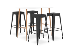Vidaxl 5 Pcs Conjunto De Bar Branco E Preto