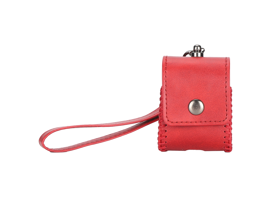 Capa de couro para Airpods, com cordão de chaveiro