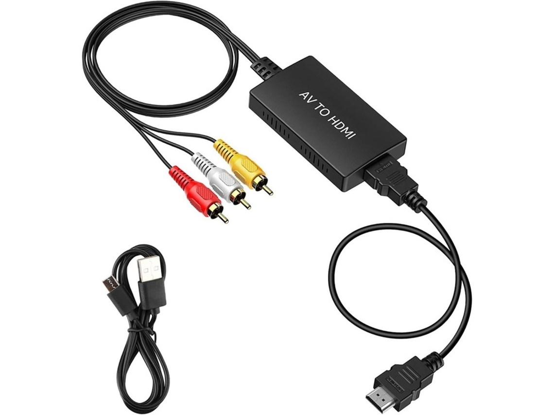 1080p Rca Av Composite Cvbs Para Hdmi Adaptador Conversor Com Cabo Hdmi Incluído Compatível Ps2, Xbox, Snes, N64, Dvd Pal/ntsc, Plug Play Bestvite