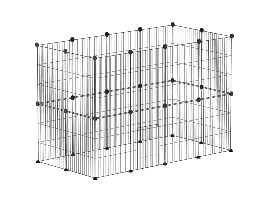 Recinto para Animais com 24 Painéis, Malha de Aço, 120x60x80cm Preto S/MARCA