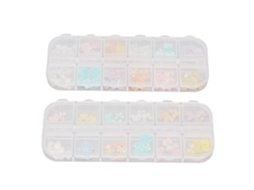 2pcs Decorações De Unhas Em Resina Com Diferentes Formas E Caixa De Armazenamento Para Manicure Charmosa