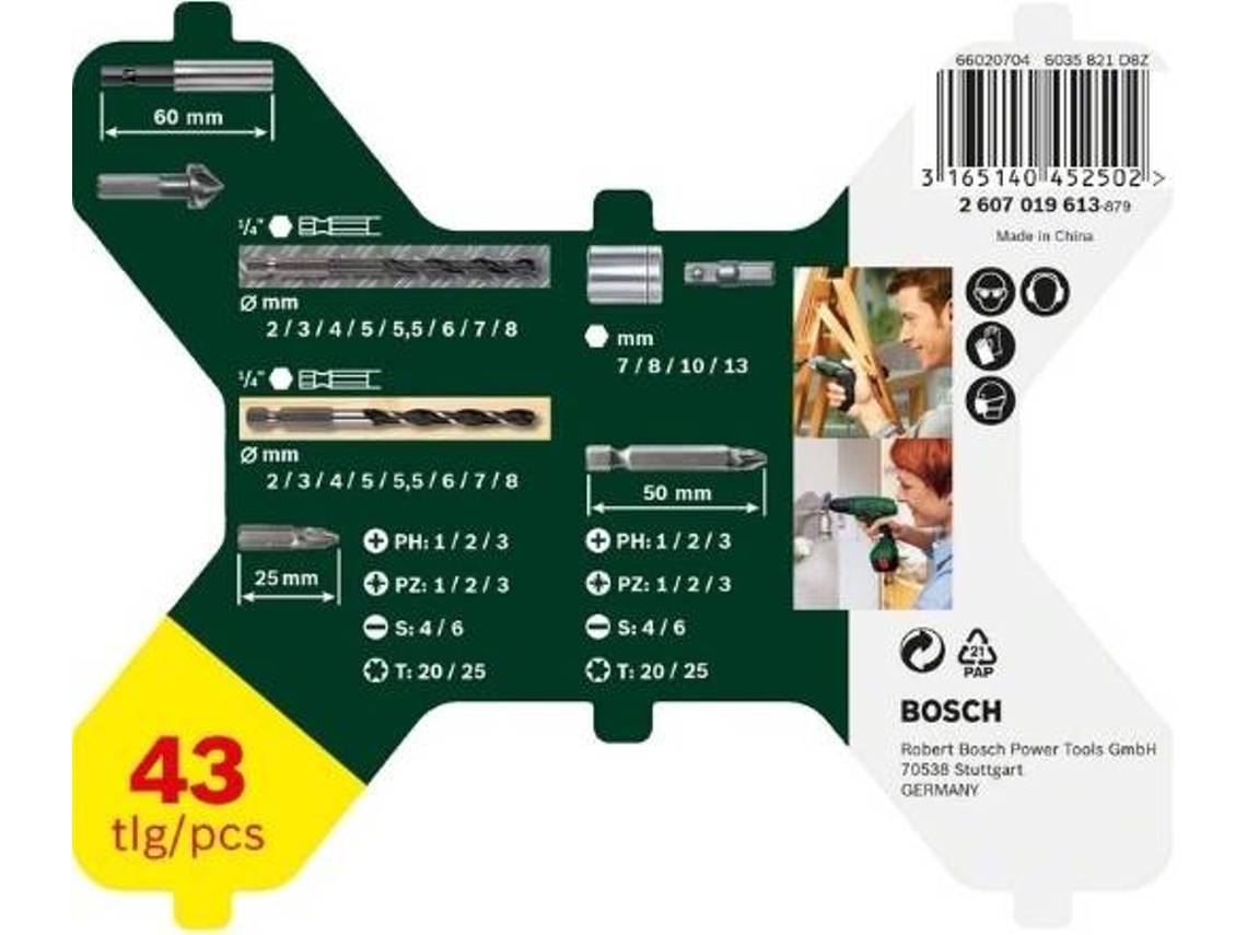 Mala BOSCH X-Line de 43 Un para Perfurar e Aparafusar (Sextavadas)
