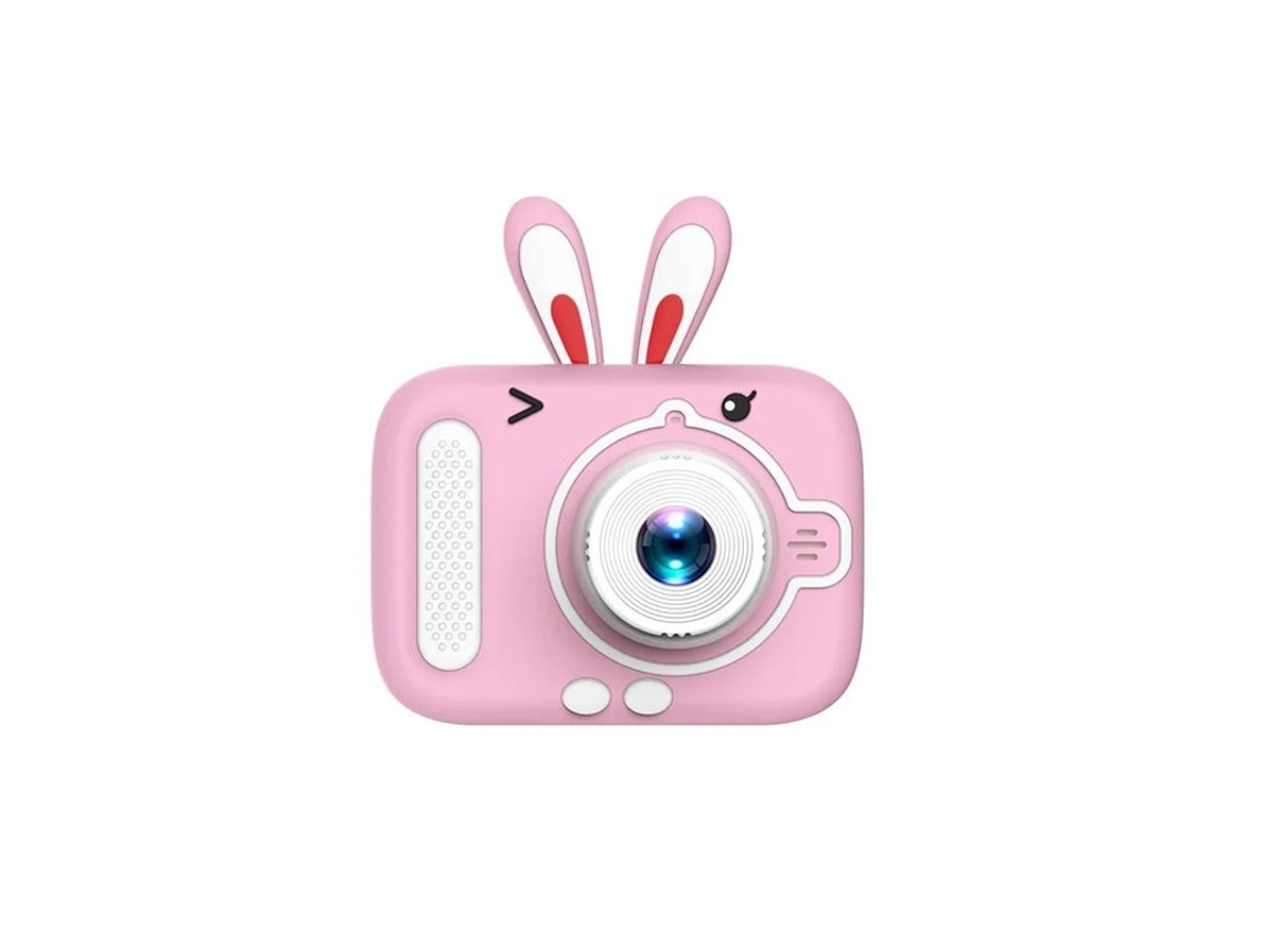 Câmera digital Yizhood, design dinâmico, 2000 W, zoom 3x, câmeras duplas frontal e traseira, foco automático, coelho rosa