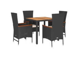 Conjunto de 5 Jantar para Jardim com Almofadões Vime Pe Preto MAISON EXCLUSIVE