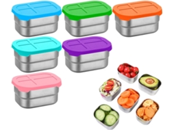 Conjunto De 6 Recipientes De Aço Inoxidável Para Lanches 240 Ml Com Tampas De Silicone À Prova D Gokoco
