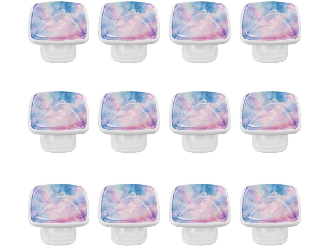 Puxadores Quadrados Para Gavetas De Cômoda, Puxadores Para Armários De Cozinha, 12 Peças, Mármore Abstrato Azul E Roxo