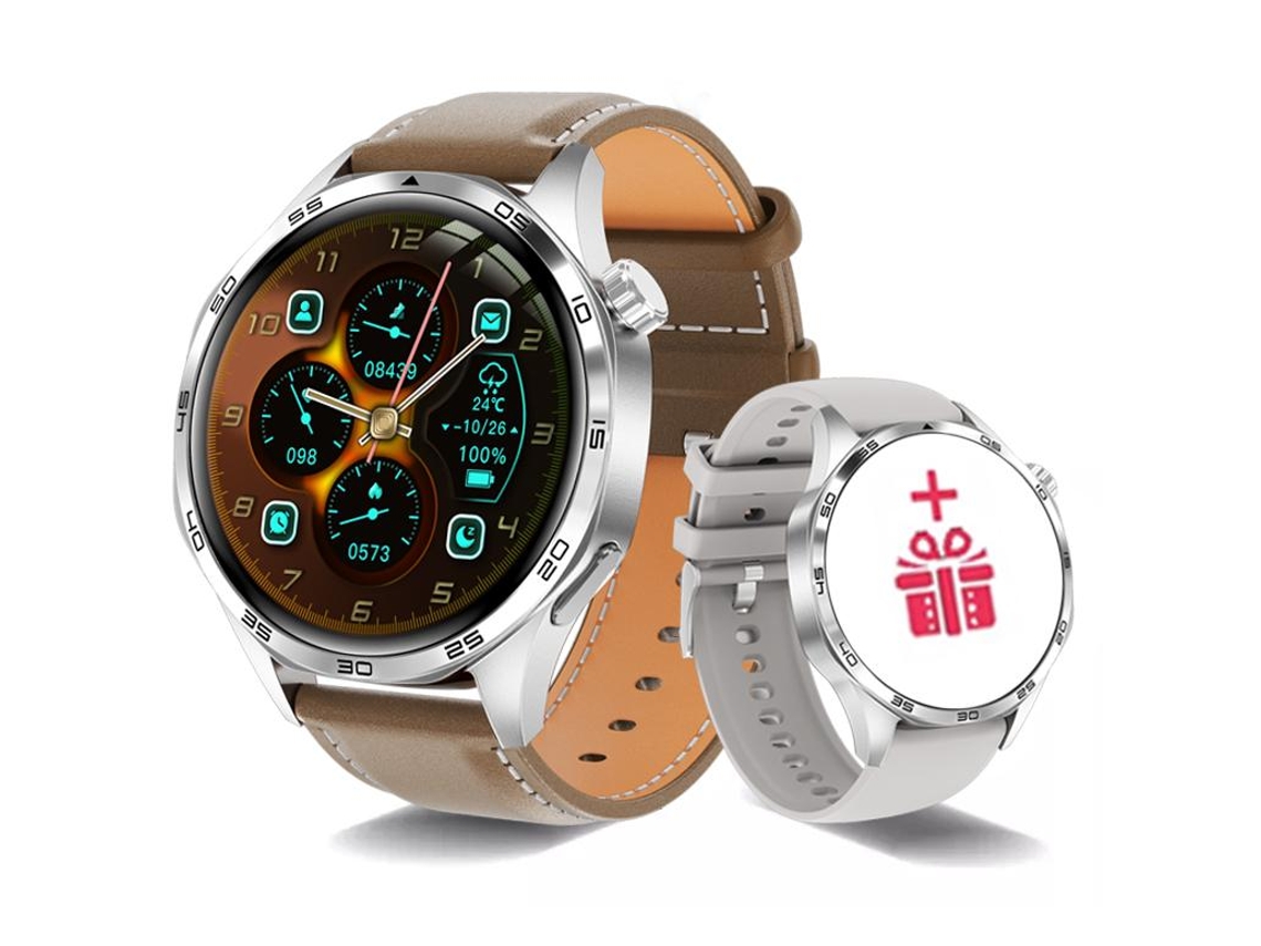 Smartwatch (couro Marrom), Tela De 1,53 Polegadas, Assistente De Saúde, Bateria De Longa Duração.