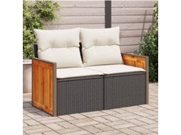 Sofá De Jardim Com Almofadões 2 Lugares Vime Pe Preto Dkd Home Decor
