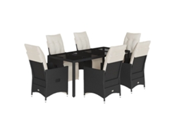Maison Exclusive - 7 Pcs Conjunto De Jantar P/ Jardim C/ Almofadões Vime Pe Preto