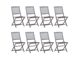 Cadeiras De Exterior Dobráveis 8pcs C/ Almofadões Acácia Maciça Dkd Home Decor