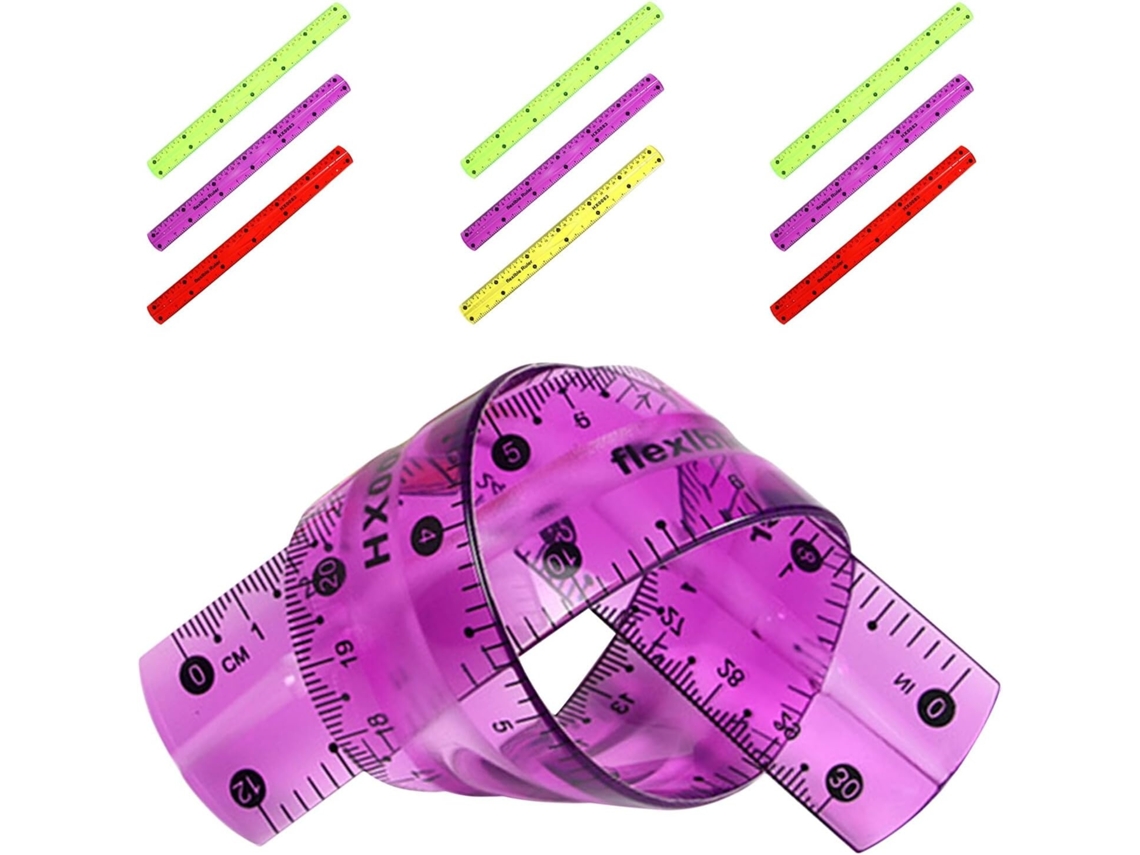 Lurelia Régua De Medição 10 Peças Em Pvc Com Transparente E Flexível Para Geometria E Matemática
