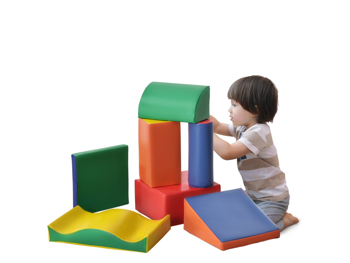 Blocos de Construção Macios , 7 Unidades. Fixo, Material Seguro, Macio e Fácil de Limpar, Espuma, Multicolorido Ge